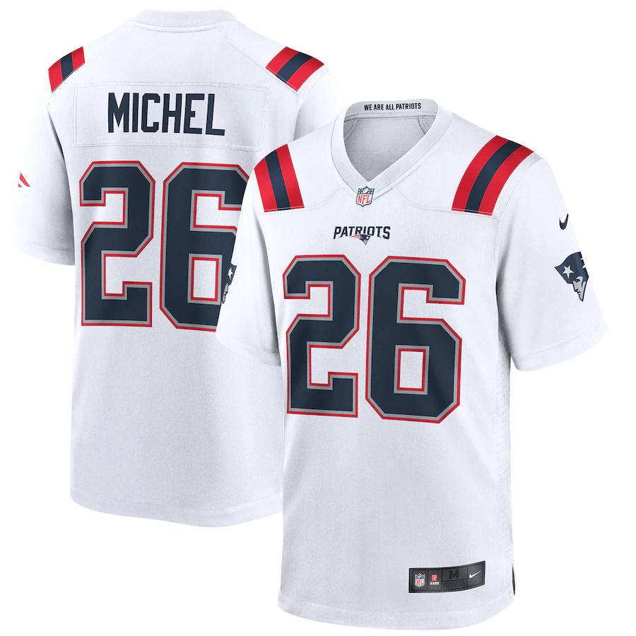 Men New England Patriots #26 Sony Michel Nike White Game NFL Jersey